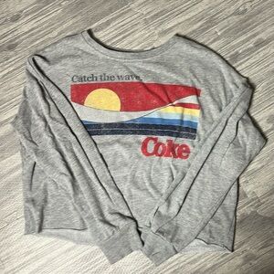 Vintage Look Cropped Crew Neck Coke Sweatshirt Size Large
